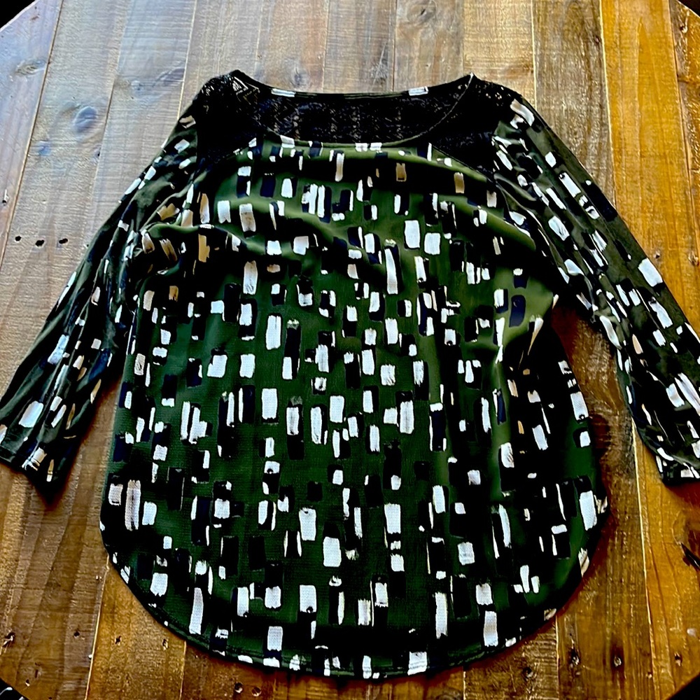 Anthropologie top with lace detail at shoulders